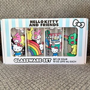 Hello Kitty and Friends Glassware Set - Colorful Design- set of 4 10oz cups